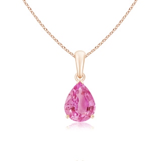 9x7mm AA Pear-Shaped Pink Sapphire Solitaire Pendant in Rose Gold