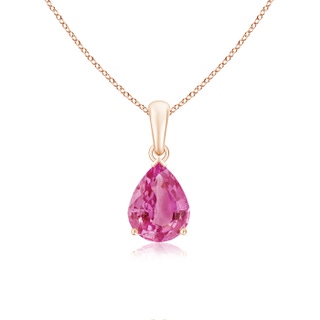 9x7mm AAA Pear-Shaped Pink Sapphire Solitaire Pendant in Rose Gold