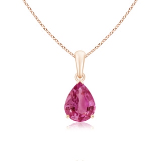 9x7mm AAAA Pear-Shaped Pink Sapphire Solitaire Pendant in Rose Gold
