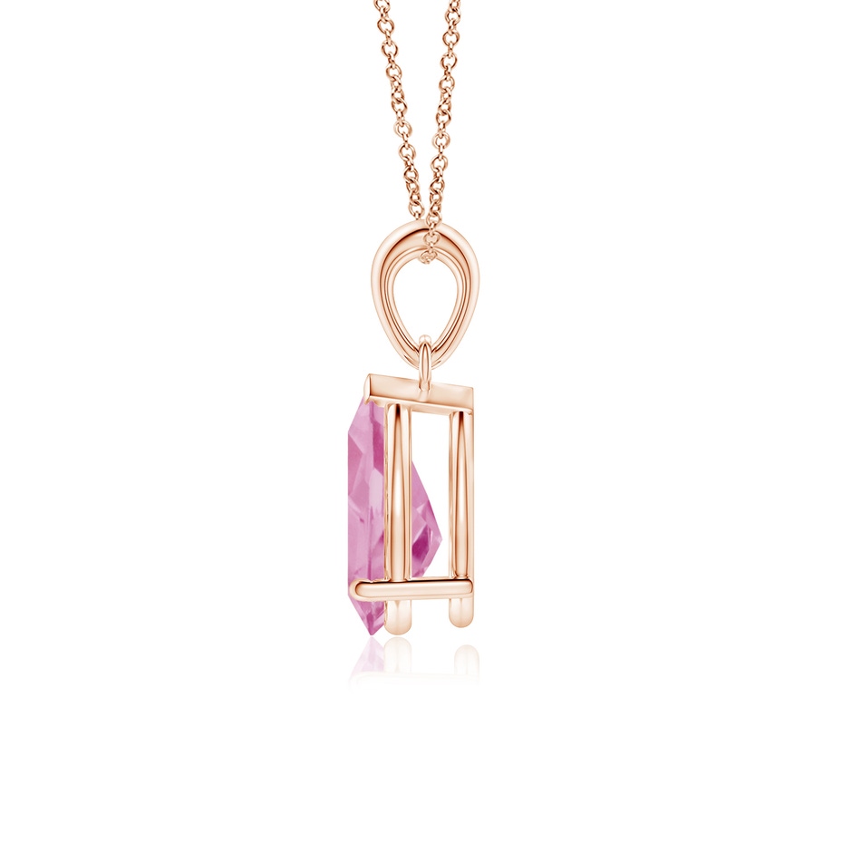 10x7mm A Prong-Set Pear Pink Tourmaline Solitaire Pendant in Rose Gold side 199