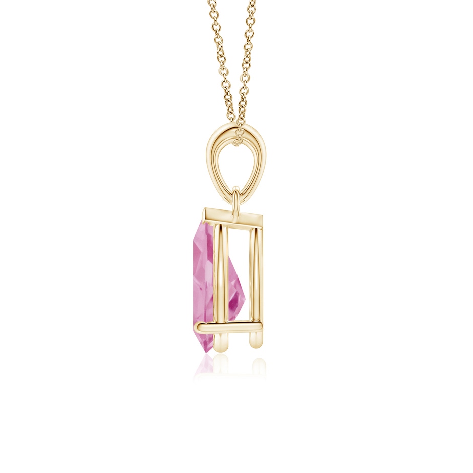 10x7mm A Prong-Set Pear Pink Tourmaline Solitaire Pendant in Yellow Gold side 199