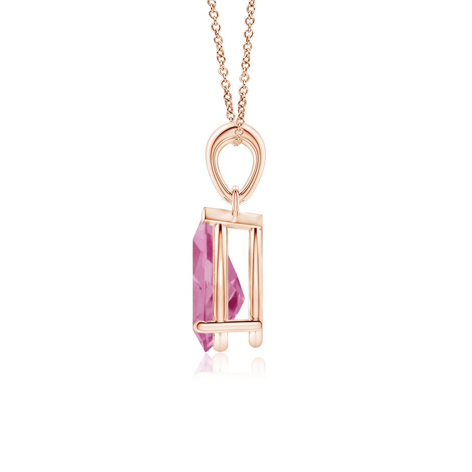 10x7mm AA Prong-Set Pear Pink Tourmaline Solitaire Pendant in 18K Rose Gold side 199