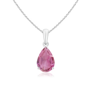 10x7mm AA Pear-Shaped Pink Tourmaline Solitaire Pendant in White Gold