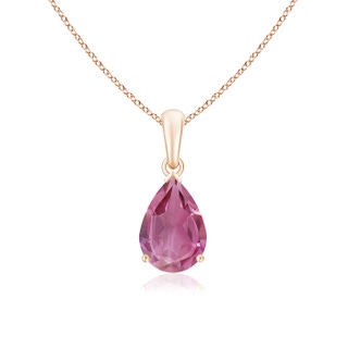 10x7mm AAA Pear-Shaped Pink Tourmaline Solitaire Pendant in Rose Gold