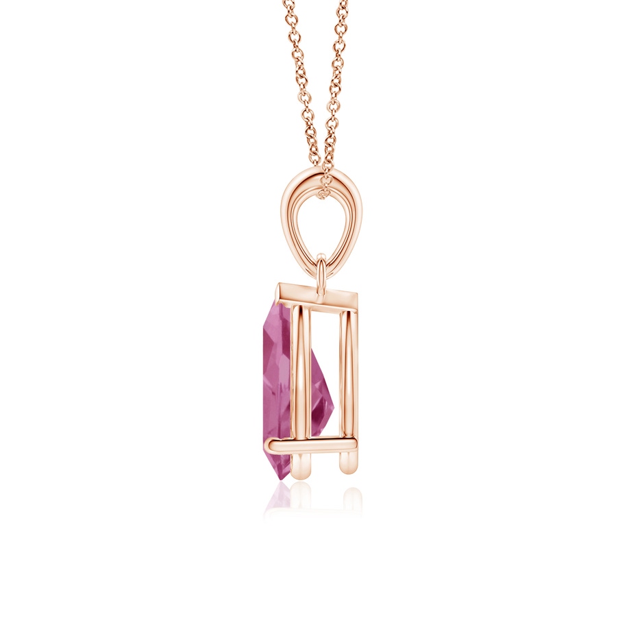 10x7mm AAA Prong-Set Pear Pink Tourmaline Solitaire Pendant in Rose Gold side 199