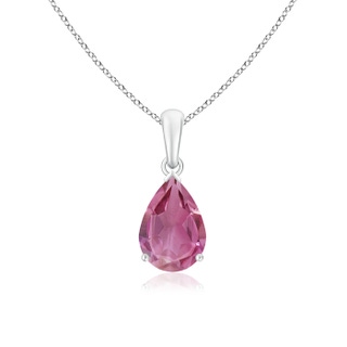 10x7mm AAA Pear-Shaped Pink Tourmaline Solitaire Pendant in White Gold