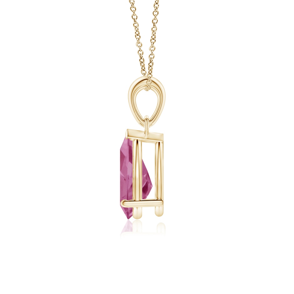 10x7mm AAA Prong-Set Pear Pink Tourmaline Solitaire Pendant in Yellow Gold side 199