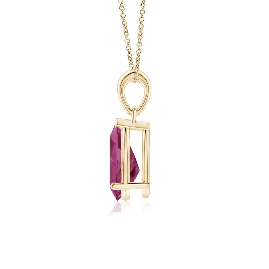 10x7mm AAAA Prong-Set Pear Pink Tourmaline Solitaire Pendant in 18K Yellow Gold side 199