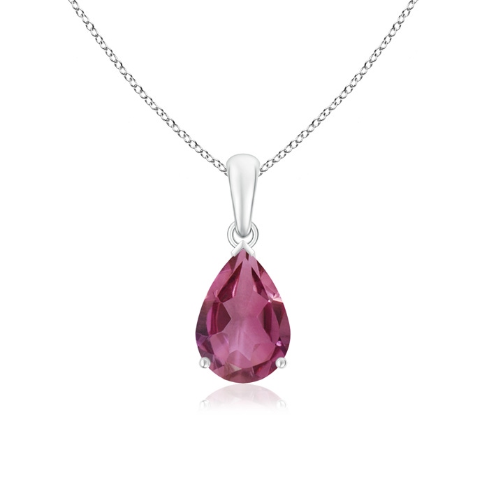 10x7mm AAAA Pear-Shaped Pink Tourmaline Solitaire Pendant in P950 Platinum