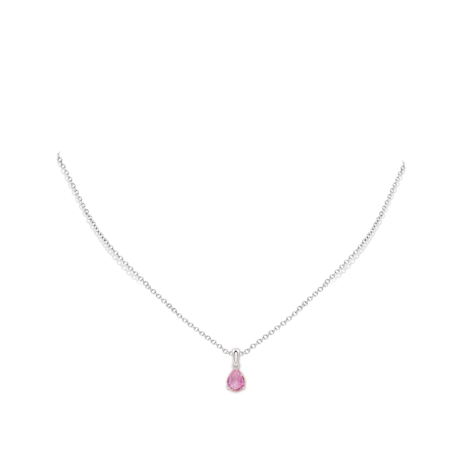 8x6mm A Prong-Set Pear Pink Tourmaline Solitaire Pendant in S999 Silver pen