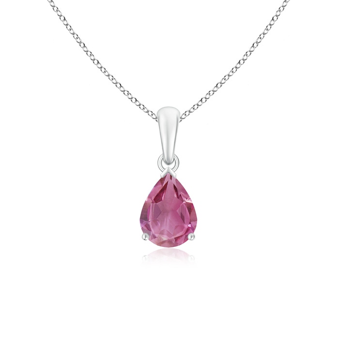 8x6mm AAA Pear-Shaped Pink Tourmaline Solitaire Pendant in P950 Platinum