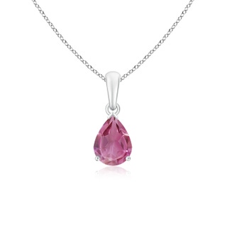 8x6mm AAA Pear-Shaped Pink Tourmaline Solitaire Pendant in White Gold