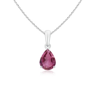 8x6mm AAAA Pear-Shaped Pink Tourmaline Solitaire Pendant in P950 Platinum
