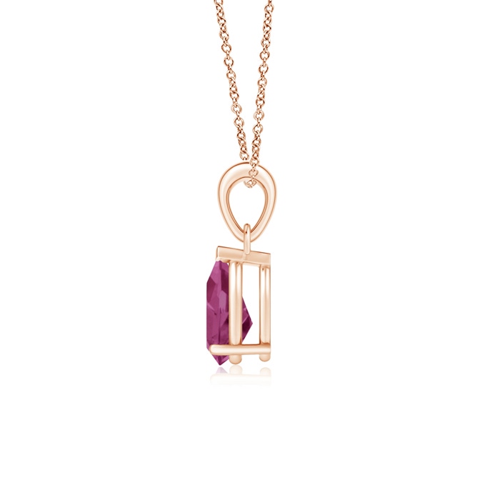 8x6mm AAAA Pear-Shaped Pink Tourmaline Solitaire Pendant in Rose Gold Product Image