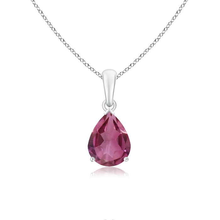 9x7mm AAAA Pear-Shaped Pink Tourmaline Solitaire Pendant in P950 Platinum