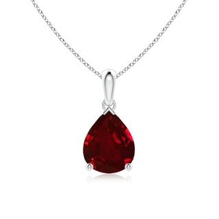 10x8mm AAAA Pear-Shaped Ruby Solitaire Pendant in S999 Silver