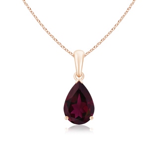 10x7mm A Pear-Shaped Rhodolite Solitaire Pendant in Rose Gold