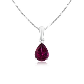 8x6mm AAAA Pear-Shaped Rhodolite Solitaire Pendant in P950 Platinum