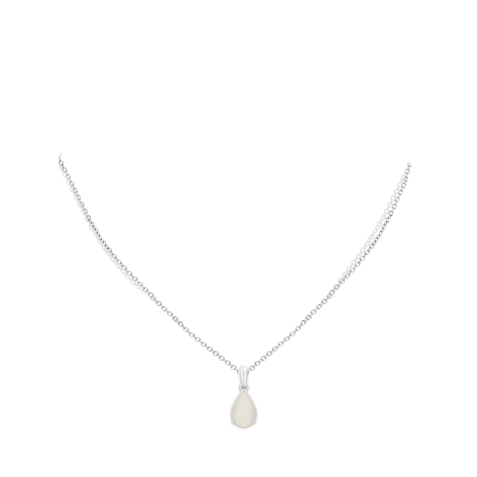 10.13x6.92x3.56mm AAAA GIA Certified Pear-Shaped Rainbow Moonstone Solitaire Pendant in 18K White Gold pen