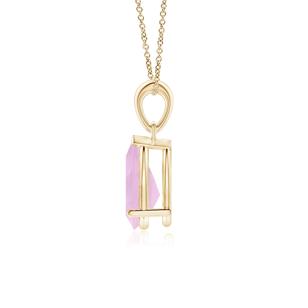 10x7mm AAAA Pear-Shaped Rose Quartz Solitaire Pendant in Yellow Gold - side 199