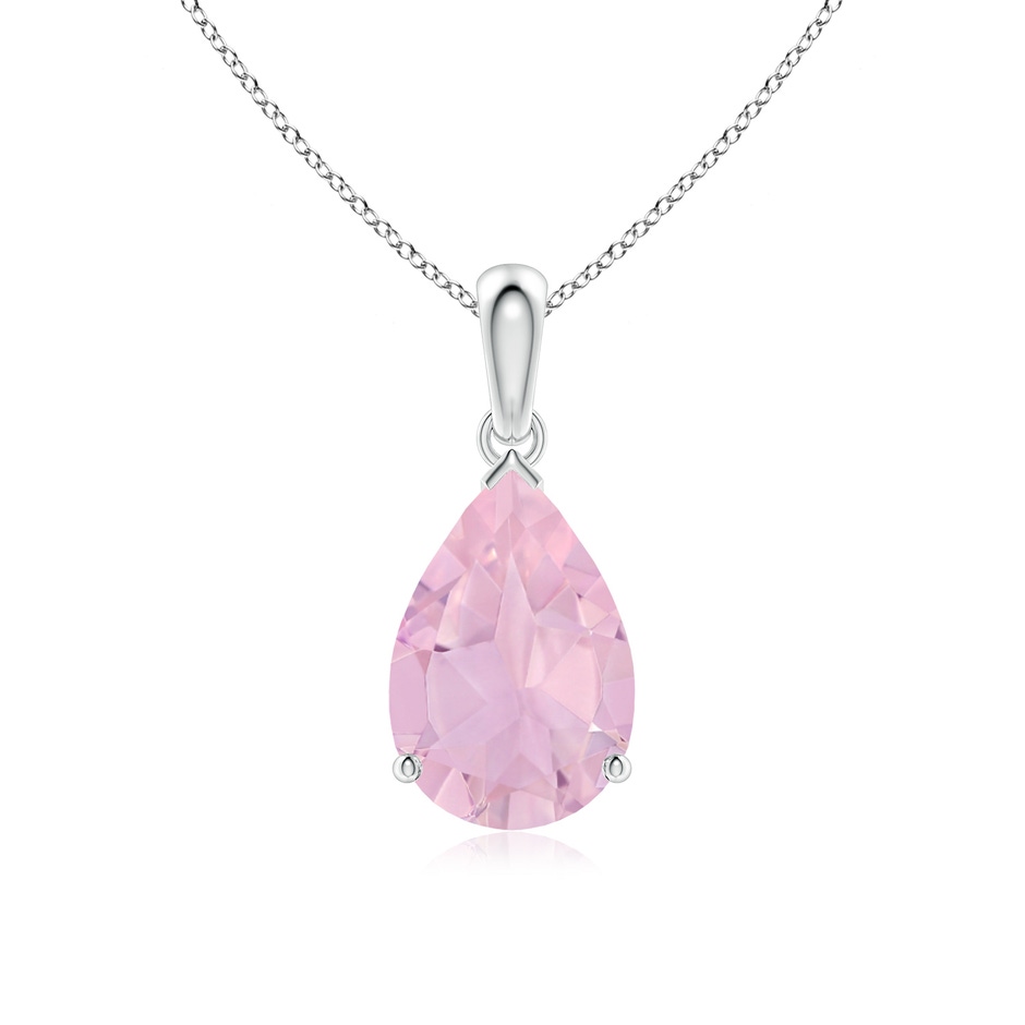 12x8mm AAAA Pear-Shaped Rose Quartz Solitaire Pendant in P950 Platinum 