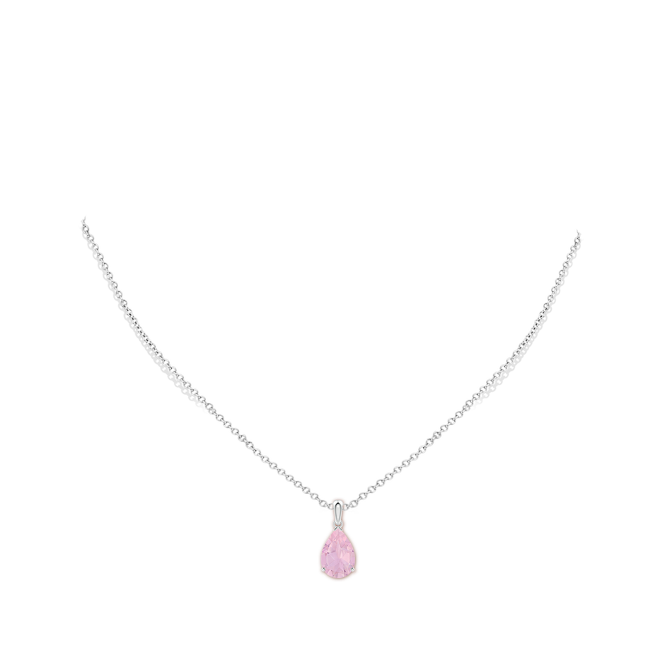 12x8mm AAAA Pear-Shaped Rose Quartz Solitaire Pendant in P950 Platinum pen
