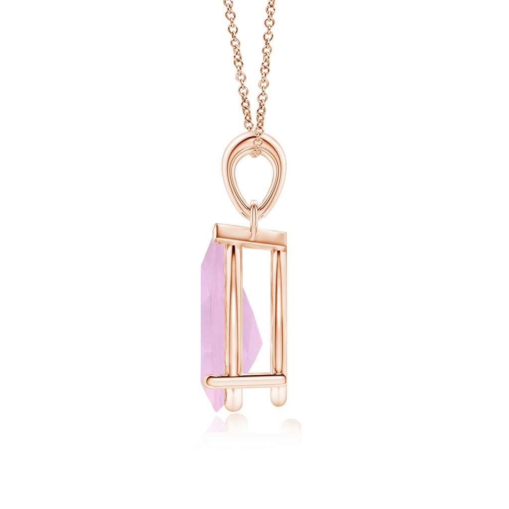 12x8mm AAAA Pear-Shaped Rose Quartz Solitaire Pendant in Rose Gold - side 199