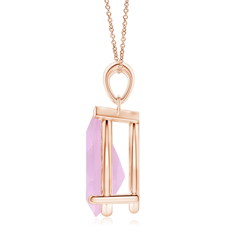 15x10mm AAAA Pear-Shaped Rose Quartz Solitaire Pendant in Rose Gold side 199