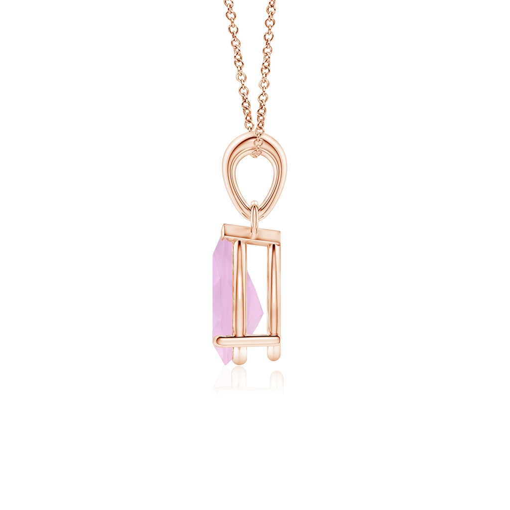 9x6mm AAAA Pear-Shaped Rose Quartz Solitaire Pendant in 18K Rose Gold - side 199