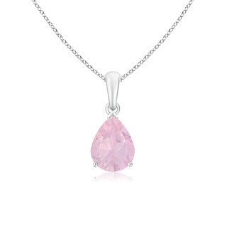9x7mm AAA Pear-Shaped Rose Quartz Solitaire Pendant in White Gold