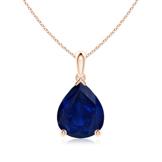 12x10mm AA Pear-Shaped Blue Sapphire Solitaire Pendant in Rose Gold