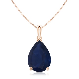 14x10mm A Pear-Shaped Blue Sapphire Solitaire Pendant in Rose Gold