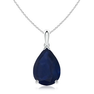 14x10mm A Pear-Shaped Blue Sapphire Solitaire Pendant in S999 Silver