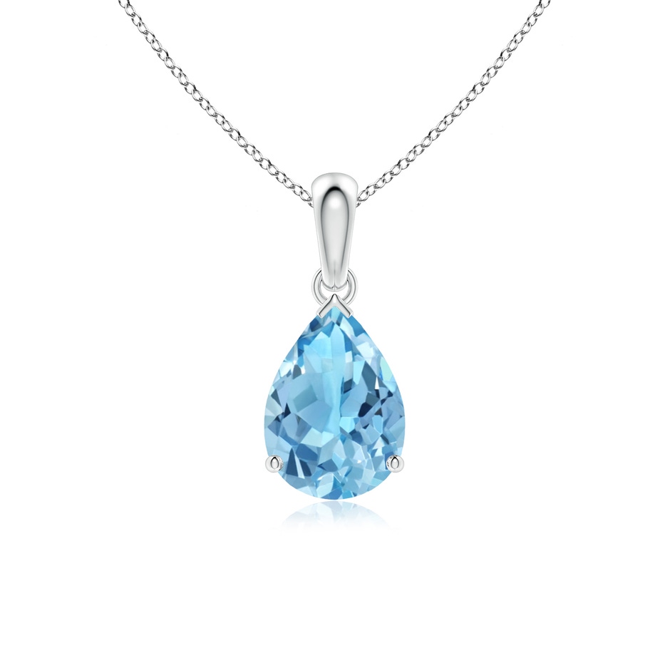 10x7mm A Pear-Shaped Swiss Blue Topaz Solitaire Pendant in P950 Platinum 