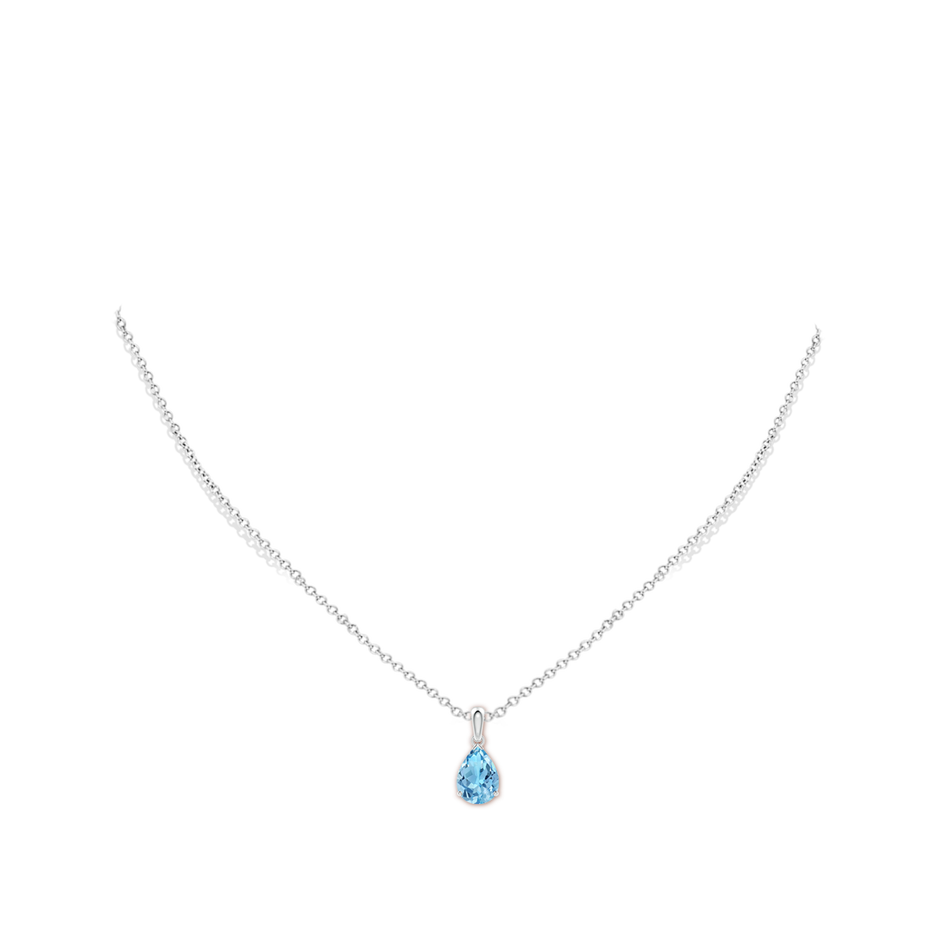10x7mm A Pear-Shaped Swiss Blue Topaz Solitaire Pendant in P950 Platinum pen