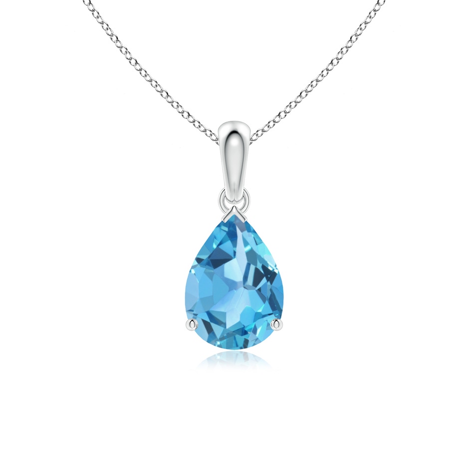 10x7mm AA Pear-Shaped Swiss Blue Topaz Solitaire Pendant in P950 Platinum 