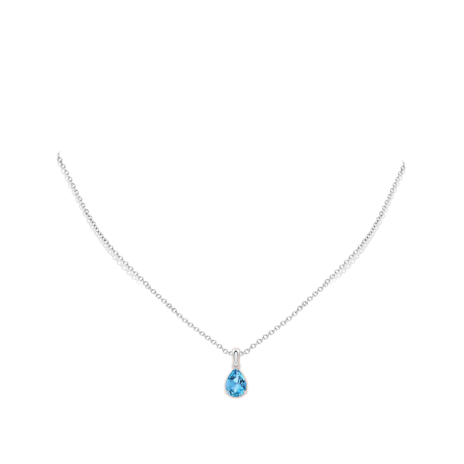 10x7mm AA Pear-Shaped Swiss Blue Topaz Solitaire Pendant in P950 Platinum pen
