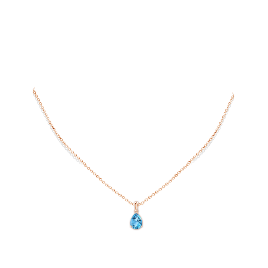 10x7mm AA Pear-Shaped Swiss Blue Topaz Solitaire Pendant in Rose Gold pen