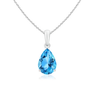 10x7mm AAA Pear-Shaped Swiss Blue Topaz Solitaire Pendant in 9K White Gold