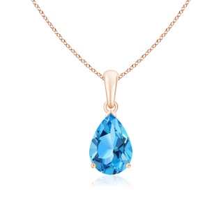 10x7mm AAA Pear-Shaped Swiss Blue Topaz Solitaire Pendant in Rose Gold