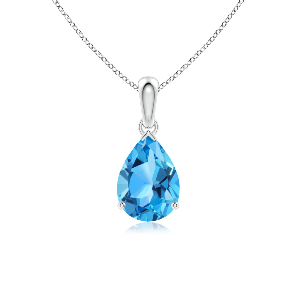 10x7mm AAA Pear-Shaped Swiss Blue Topaz Solitaire Pendant in White Gold