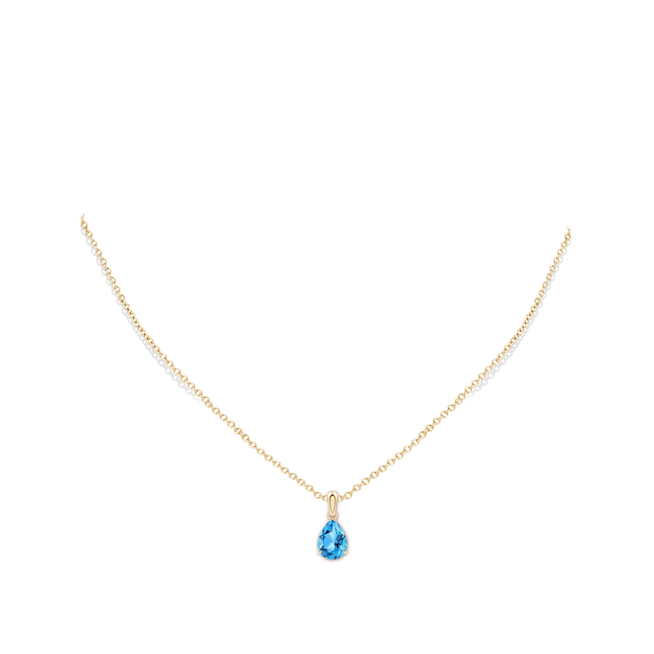 10x7mm AAA Pear-Shaped Swiss Blue Topaz Solitaire Pendant in Yellow Gold pen