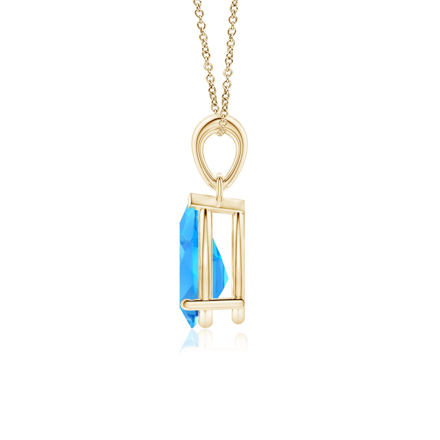 10x7mm AAAA Pear-Shaped Swiss Blue Topaz Solitaire Pendant in 18K Yellow Gold