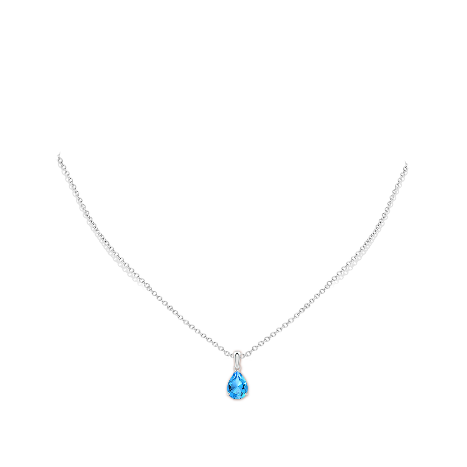 10x7mm AAAA Pear-Shaped Swiss Blue Topaz Solitaire Pendant in P950 Platinum pen