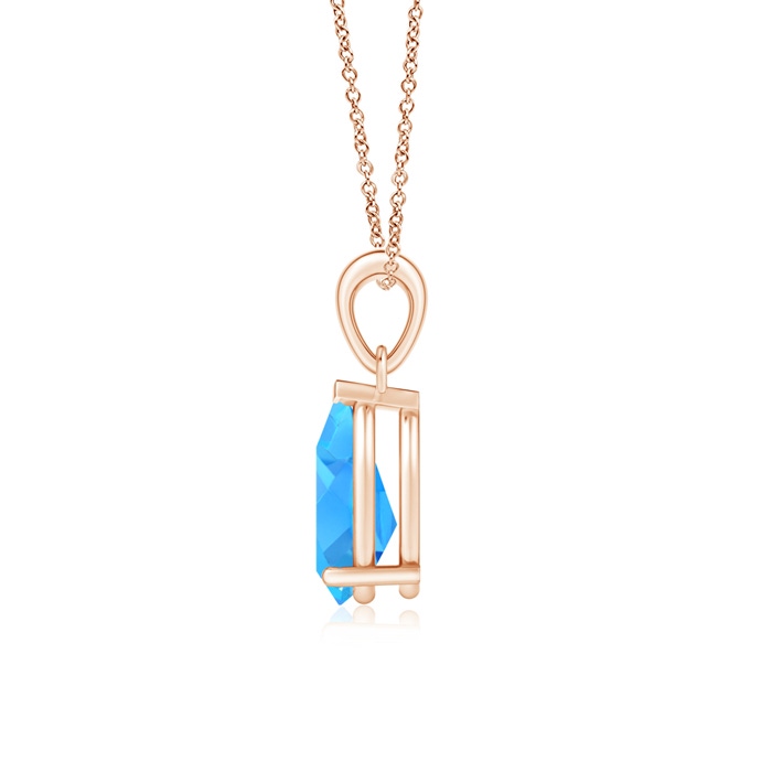 10x7mm AAAA Pear-Shaped Swiss Blue Topaz Solitaire Pendant in Rose Gold Product Image