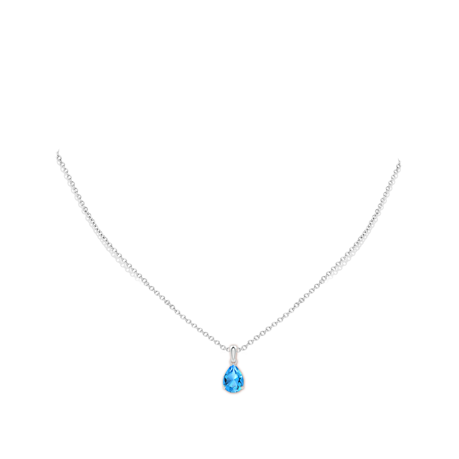 Pear-Shaped Swiss Blue Topaz Solitaire Pendant