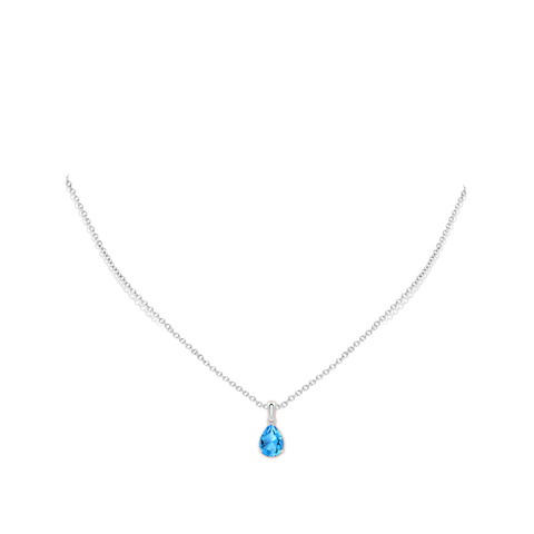 Pear-Shaped Swiss Blue Topaz Solitaire Pendant