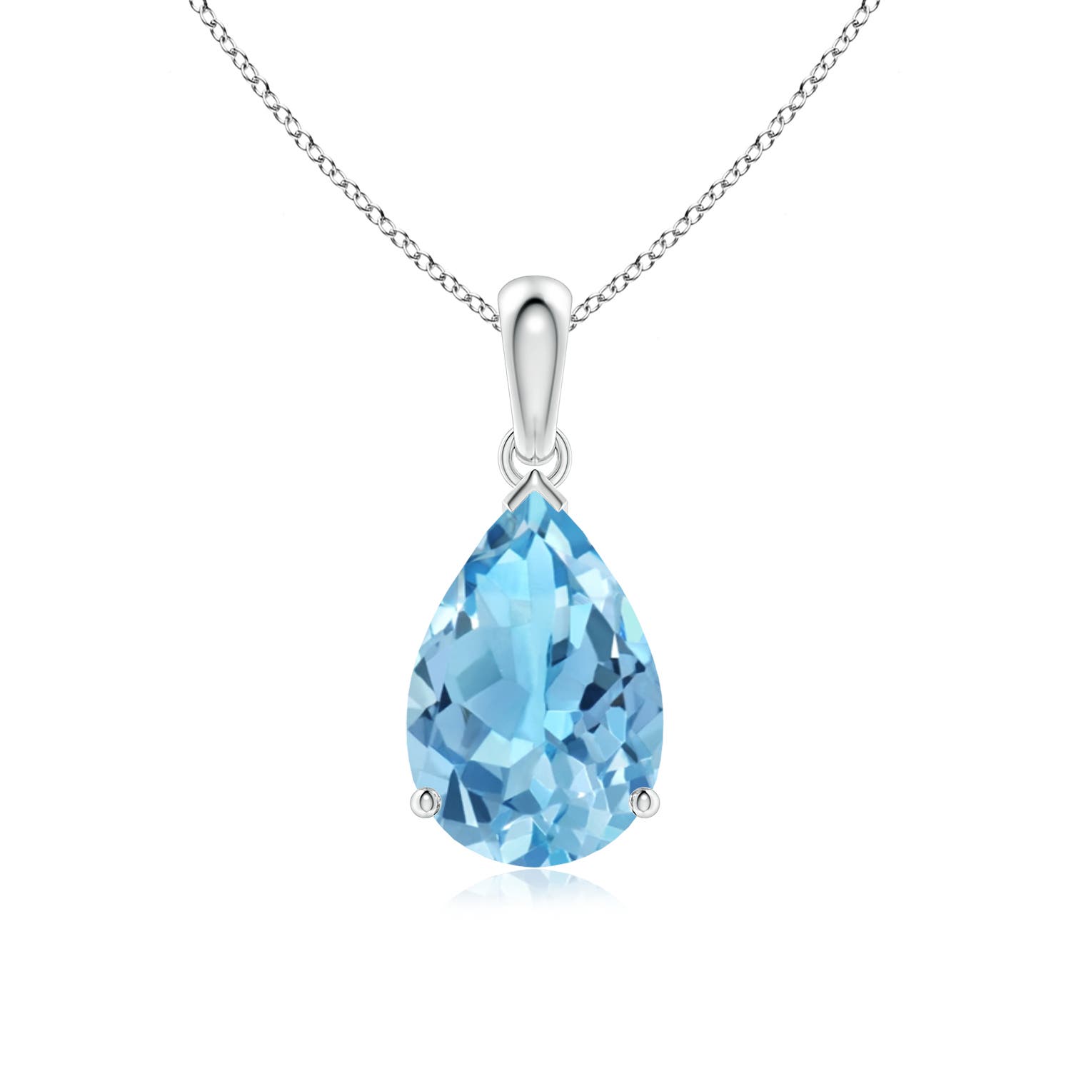 12x8mm A Pear-Shaped Swiss Blue Topaz Solitaire Pendant in P950 Platinum