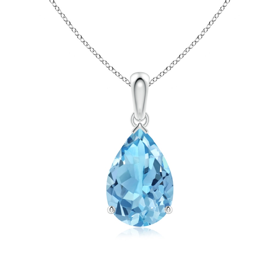 12x8mm A Pear-Shaped Swiss Blue Topaz Solitaire Pendant in P950 Platinum 