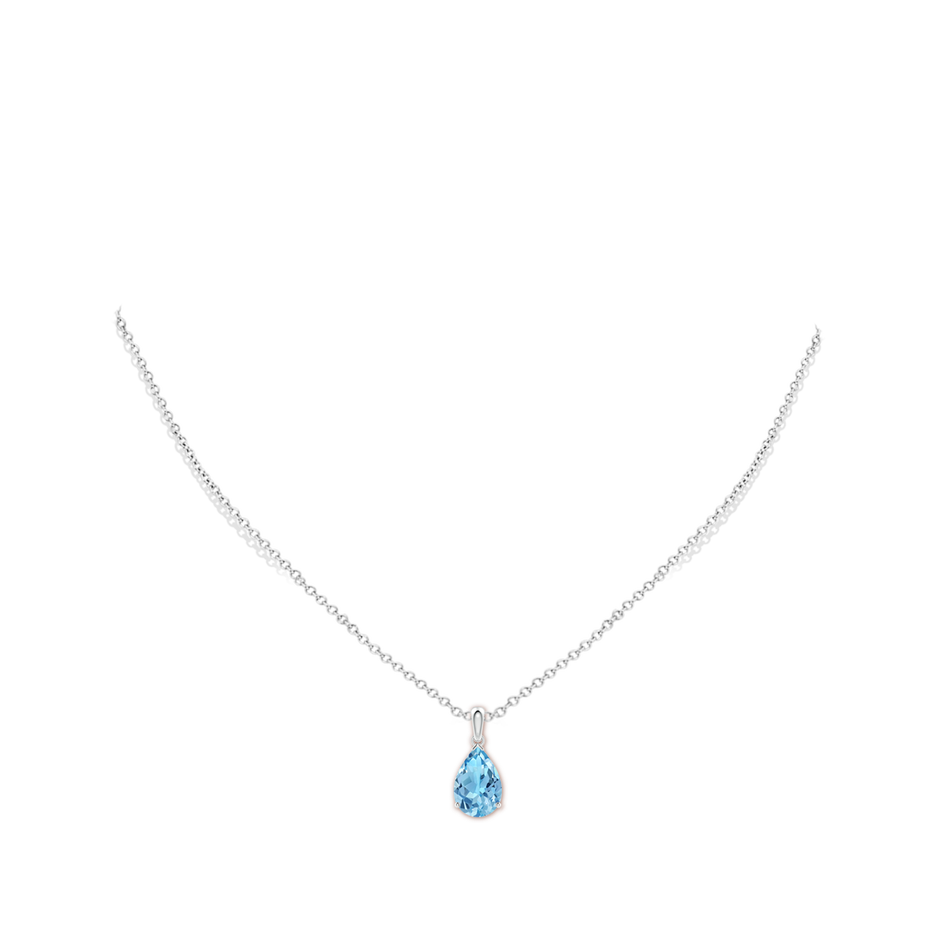 12x8mm A Pear-Shaped Swiss Blue Topaz Solitaire Pendant in P950 Platinum pen